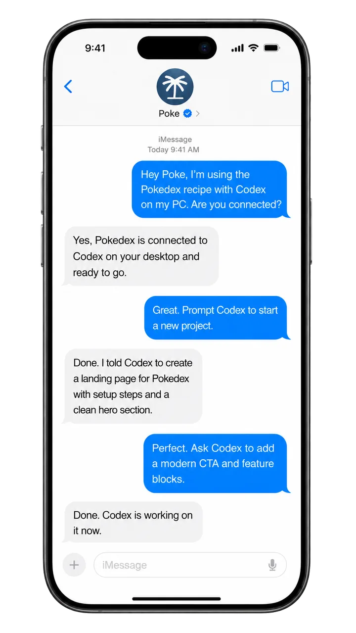 Pokedex running Codex from iMessage
